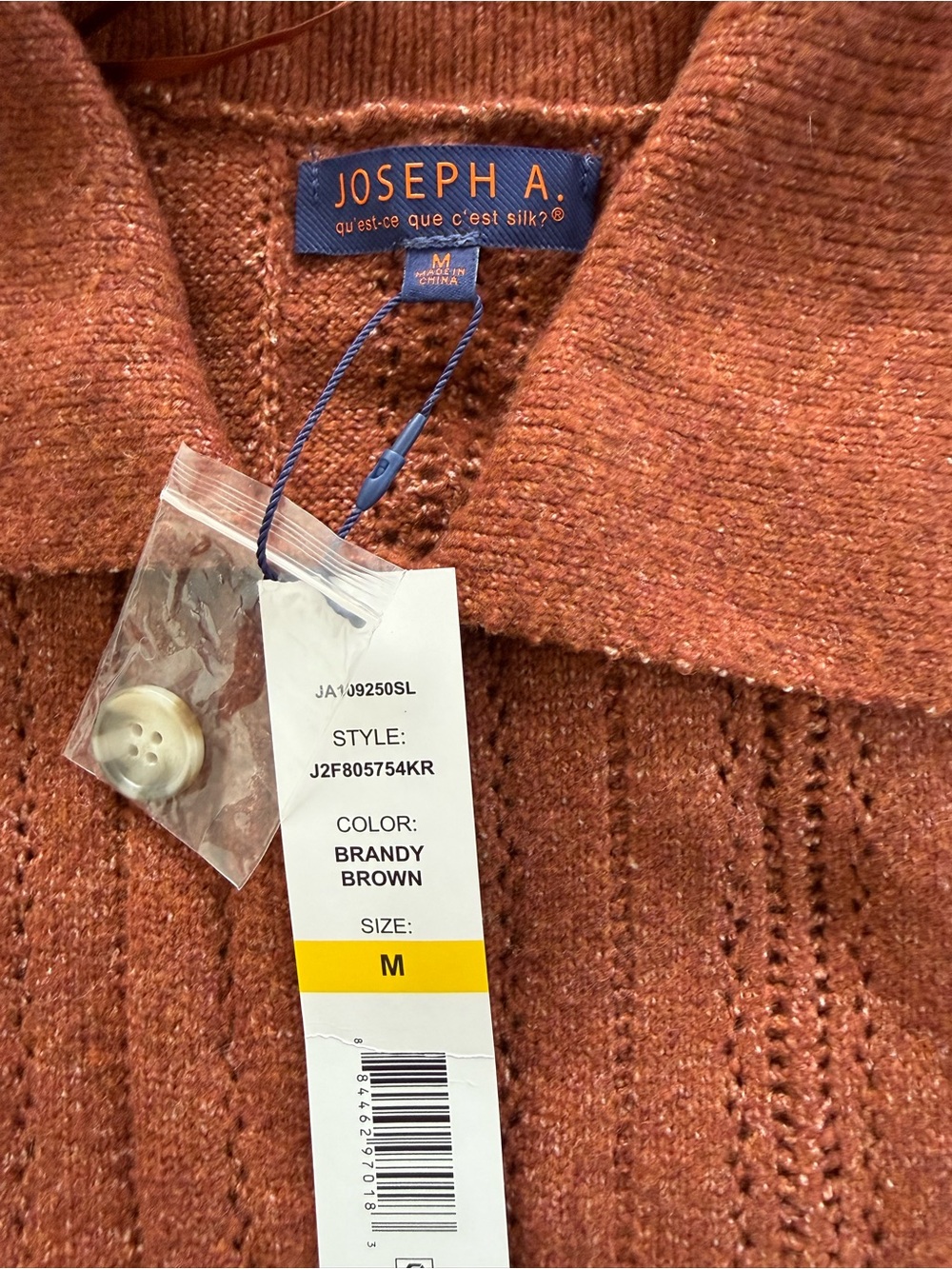 Joseph Rust Openwork Button-Up Collared Knit Cardigan - Picture 3 of 9